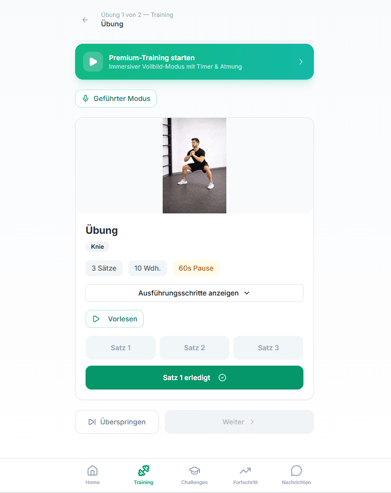 Praxis-OS-App — Trainingsmodus